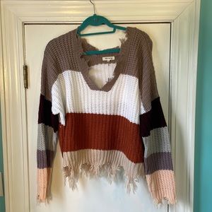 Distressed Cropped Sweater